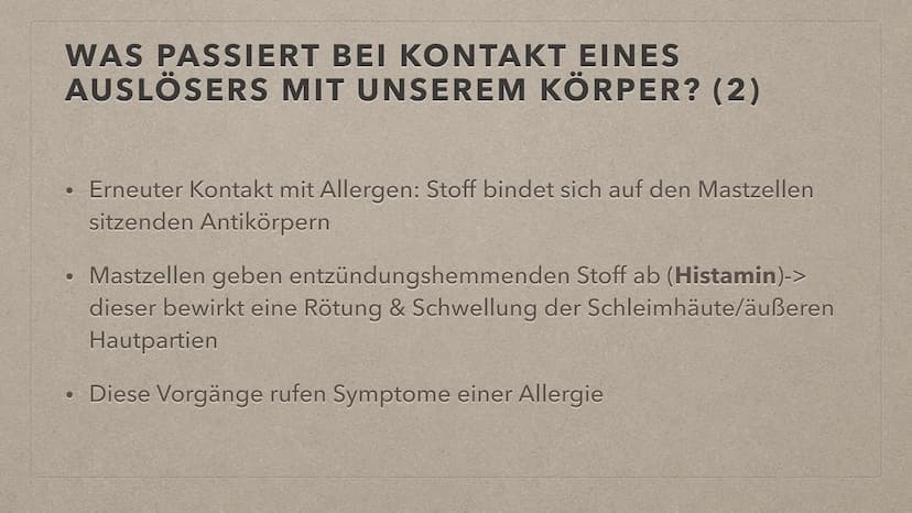 ALLERGIEN THEMENÜBERSICHT
●
• Reaktion bei Kontakt mit einem Auslöser
Symptome
Feststellung
●
●
●
Definition + Auftreten
●
Behandlungsmethod