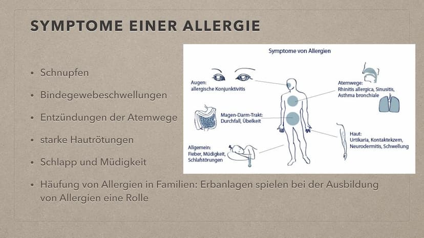 ALLERGIEN THEMENÜBERSICHT
●
• Reaktion bei Kontakt mit einem Auslöser
Symptome
Feststellung
●
●
●
Definition + Auftreten
●
Behandlungsmethod