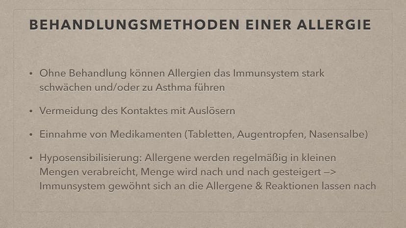 ALLERGIEN THEMENÜBERSICHT
●
• Reaktion bei Kontakt mit einem Auslöser
Symptome
Feststellung
●
●
●
Definition + Auftreten
●
Behandlungsmethod