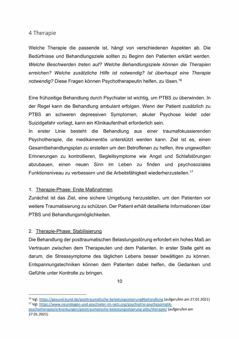 DIE POSTTRAUMATISCHE
BELASTUNGSSTÖRUNG
(PTBS)
Verfasst von:
Klasse:
Schule:
Schuljahr:
Kurslehrerin:
Kurs:
Abgabetermin:
1.bl Inhaltsverzeic