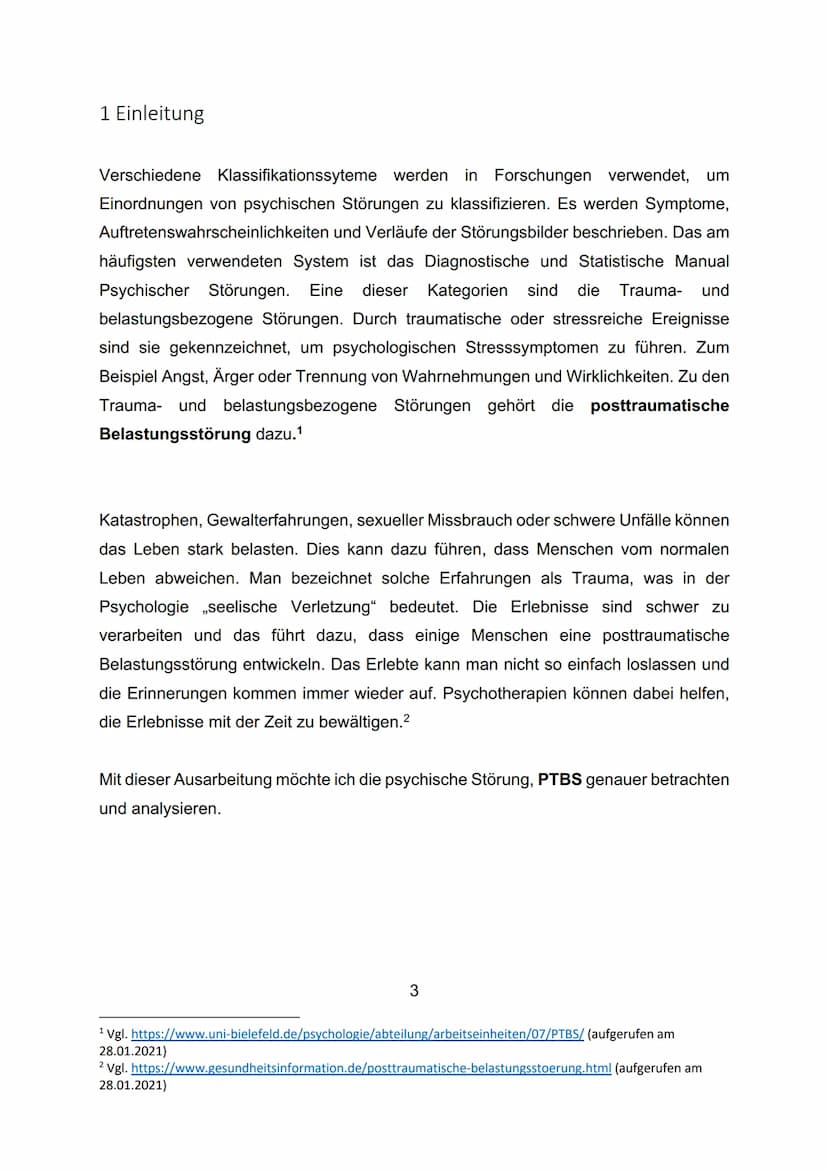DIE POSTTRAUMATISCHE
BELASTUNGSSTÖRUNG
(PTBS)
Verfasst von:
Klasse:
Schule:
Schuljahr:
Kurslehrerin:
Kurs:
Abgabetermin:
1.bl Inhaltsverzeic