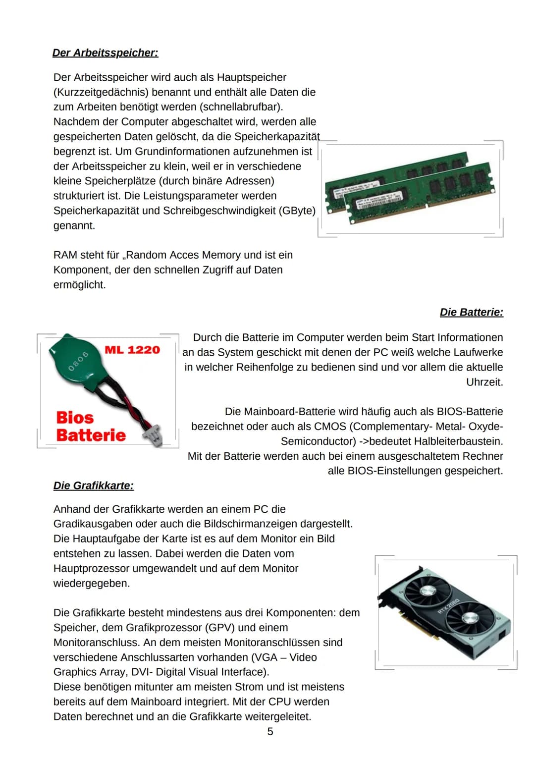 Die Komponenten eines
Computers!
Informationstechnik Projekt 1
2022
0 ●
●
●
●
●
Inhaltsverzeichnis:
Was sind die Komponenten eines PC's?
Die