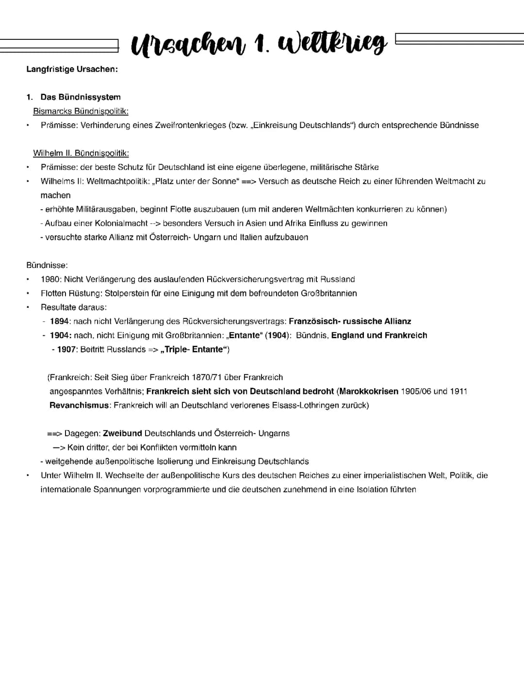 Ursachen des 1. Weltkriegs 