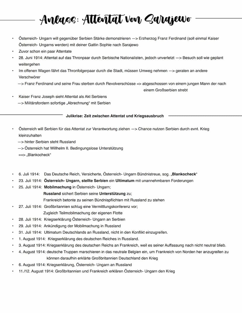 Langfristige Ursachen:
Ursachen 1. Weltkrieg
1. Das Bündnissystem
Bismarcks Bündnispolitik:
Prämisse: Verhinderung eines Zweifrontenkrieges 