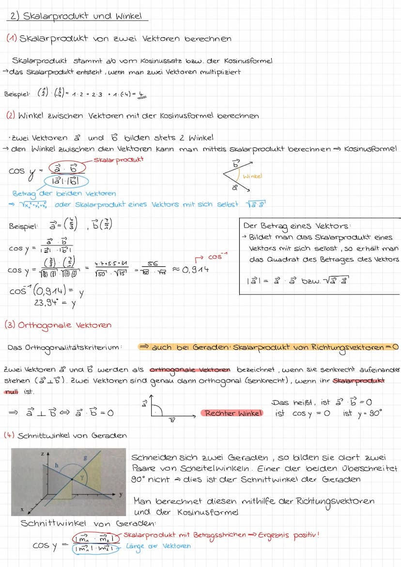Basiswissen und Begriffe
· Begriff des Vektors →
Betrag eines Vektors:
1) Geraden
gi
(1) Geradengleichung aufstellen (mit Hilfe von Stütz- u