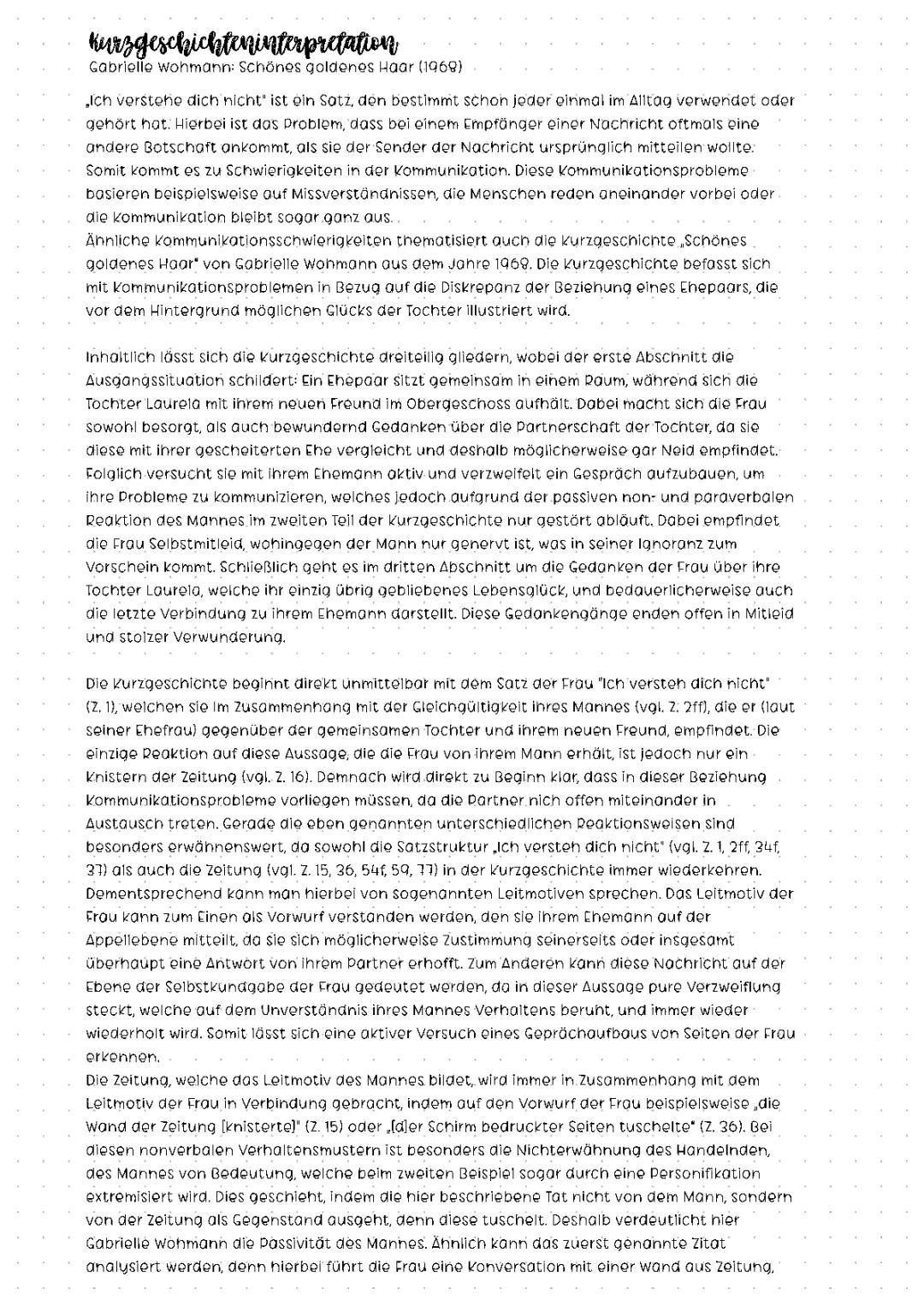 Interpretation „Schönes Goldenes Haar“