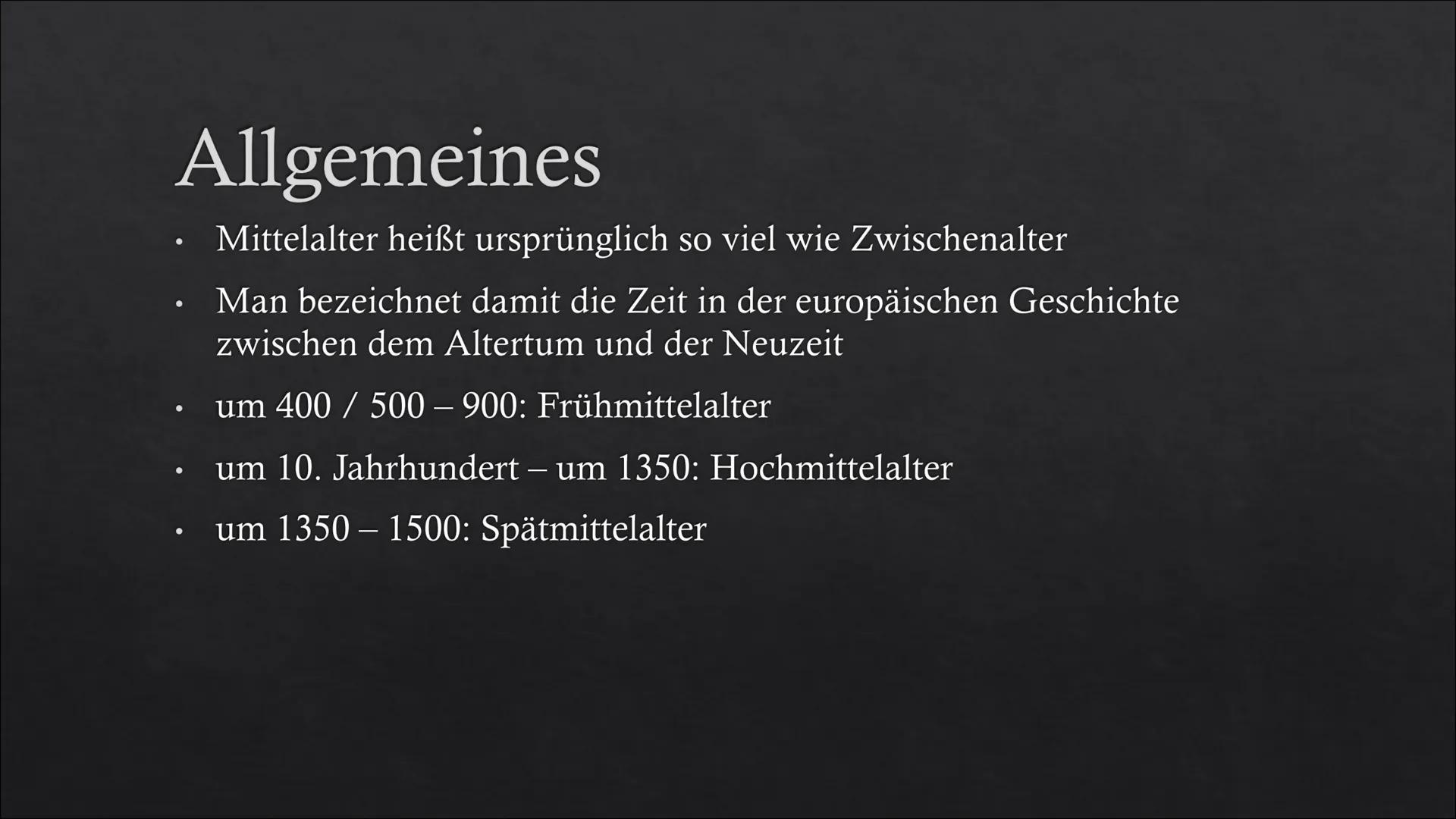 Die Stadt im Mittelalter
The ●
●
●
●
●
●
●
Gliederung
Allgemeines
Gesellschaft
Stadtaufbau
●
●
Religion
Ernährung
Hygiene
Krankheiten
Kleidu