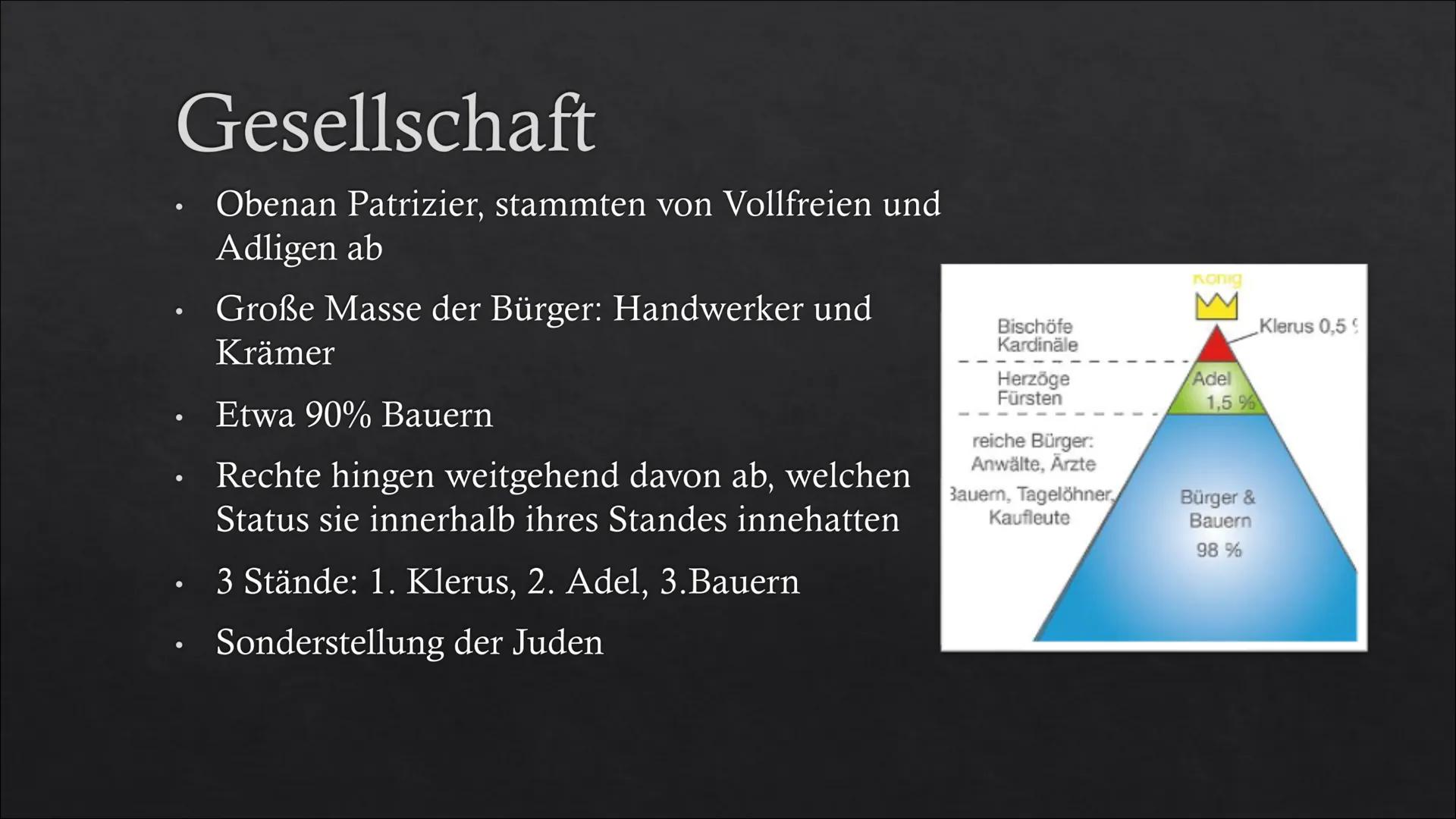 Die Stadt im Mittelalter
The ●
●
●
●
●
●
●
Gliederung
Allgemeines
Gesellschaft
Stadtaufbau
●
●
Religion
Ernährung
Hygiene
Krankheiten
Kleidu