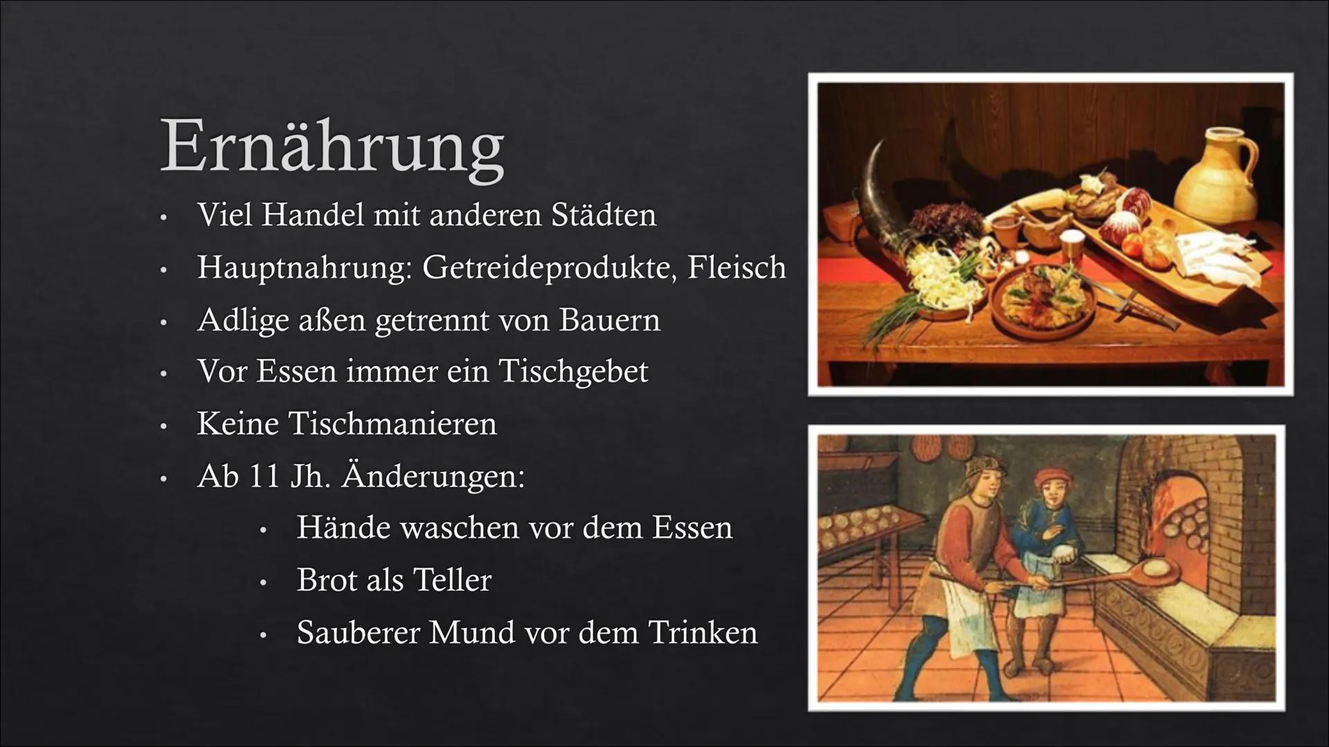 Die Stadt im Mittelalter
The ●
●
●
●
●
●
●
Gliederung
Allgemeines
Gesellschaft
Stadtaufbau
●
●
Religion
Ernährung
Hygiene
Krankheiten
Kleidu