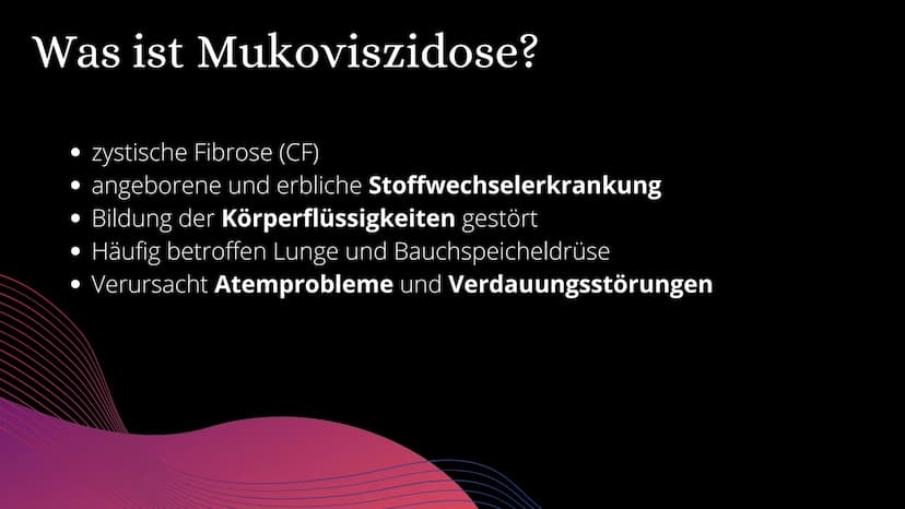 Mukoviszidose Gliederung
• Was ist Mukoviszidose?
Symptome
genetische Ursachen
Zusammenhang
› Vererbungsmuster
Häufigkeit
• Leben mit Mukovi