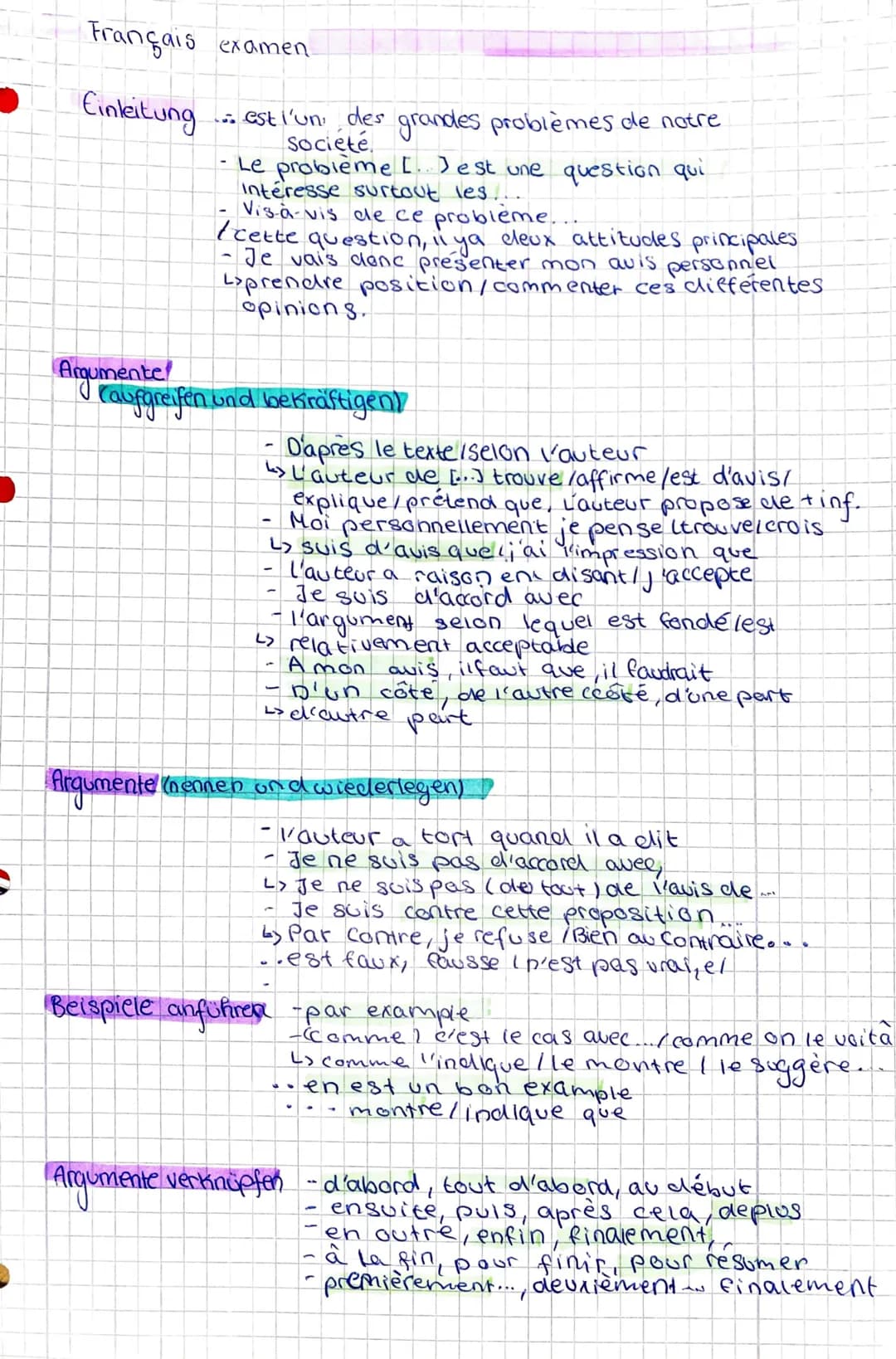 Français examen
Einleitung
Argumente
... est l'un des grandes problèmes de notre
Societé
Le problème [..) est une question qui
Interesse sur