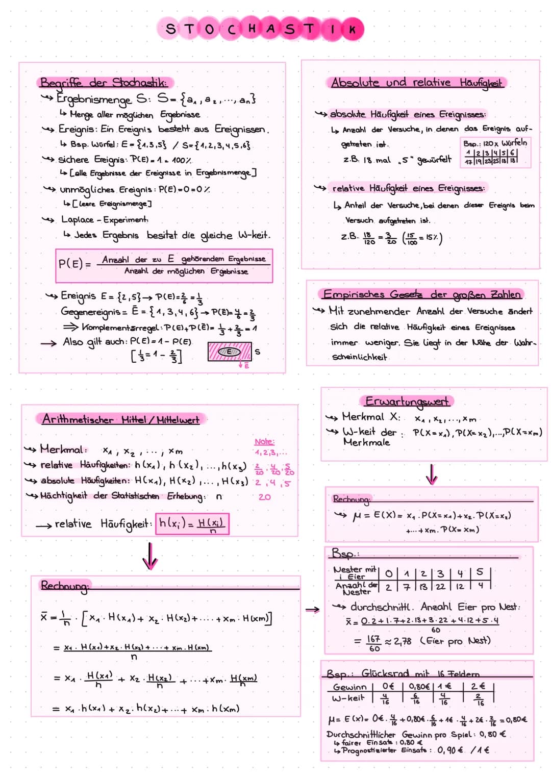 Begriffe der Stochastik:
Ergebnismenge S: S= {₁, ₂, an}
↳ Menge aller möglichen Ergebnisse
4 Ereignis: Ein Ereignis besteht aus Ereignissen.