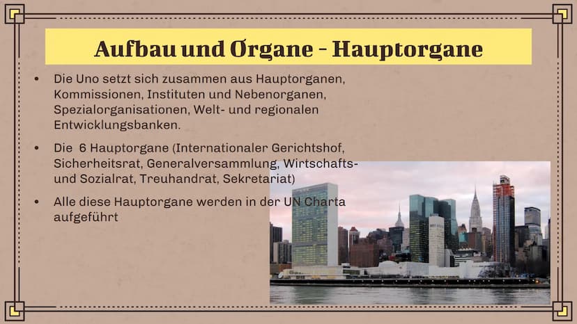 Q
Die Vereinten Nationen
und
die Europäische Union
Eine Präsentation von Marwin Michelson und Oliver Beeken Vereinte Nationen
Geschichte
●
●