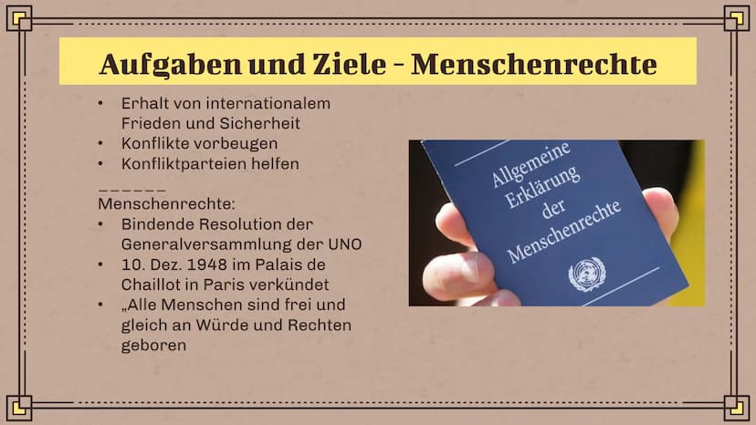 Q
Die Vereinten Nationen
und
die Europäische Union
Eine Präsentation von Marwin Michelson und Oliver Beeken Vereinte Nationen
Geschichte
●
●