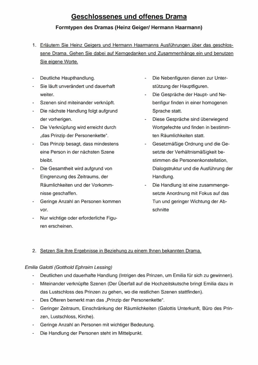 3. Recherchieren Sie, was im Gegensatz zum geschlossenen ein offenes Drama ausmacht.
Geschlossenes Drama
Offenes Drama
Kein roter Faden vorh