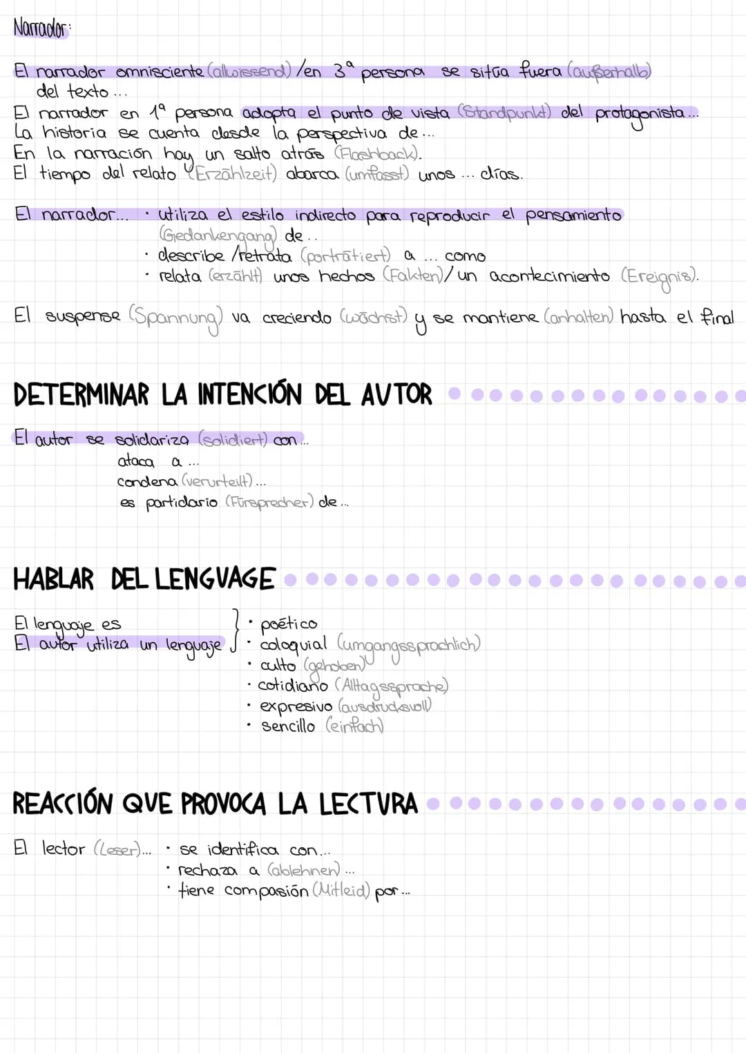 Analizar un texto literario
HABLAR DEL TEXTO:
El texto es un ejemplo típico de.....
El texto....
La acción....
.
un cuento (Geschichte)
• un