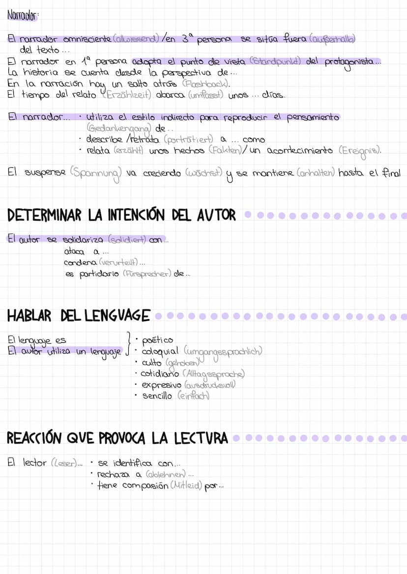 Analizar un texto literario
HABLAR DEL TEXTO:
El texto es un ejemplo típico de.....
El texto....
La acción....
.
un cuento (Geschichte)
• un