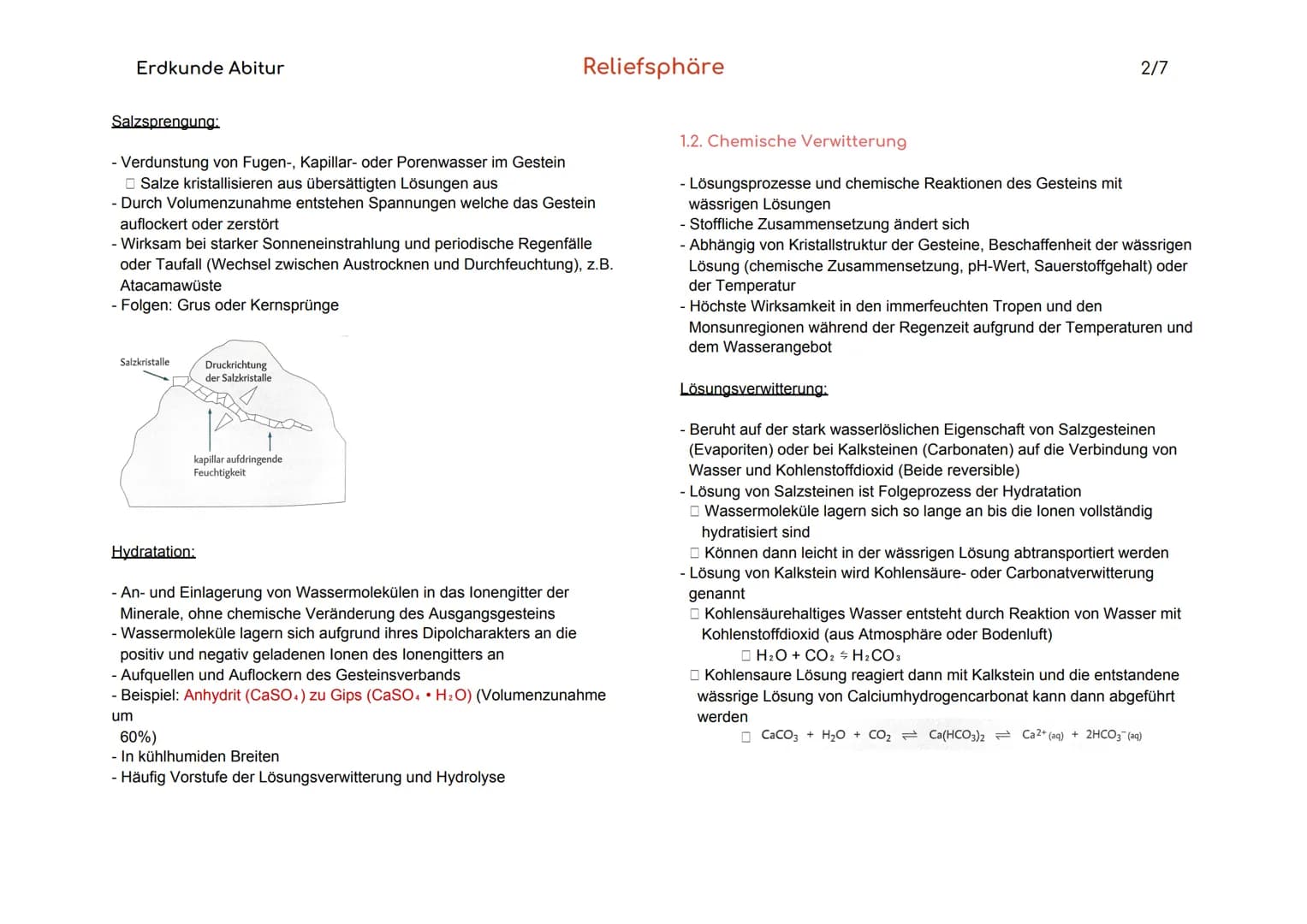 Erdkunde Abituraufgaben, Verwitterung und Kräfte für 2025 und 2026 BW