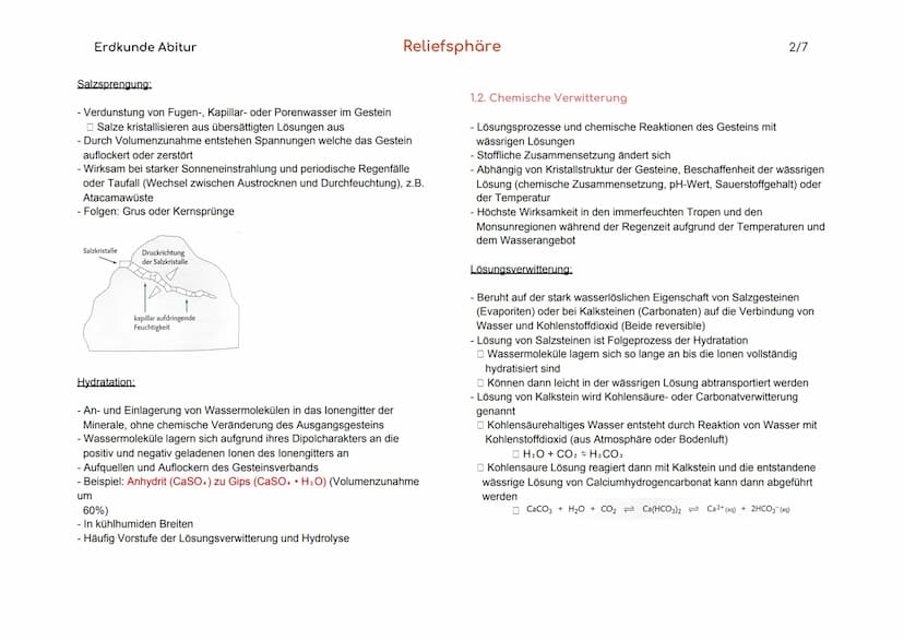 Erdkunde Abitur
Relief
Endogene Kräfte
Exogene Kräfte
Verwitterung
1.
Oberflächenform
Wirken aus dem Erdinneren und bringen v.a. die
Großfor