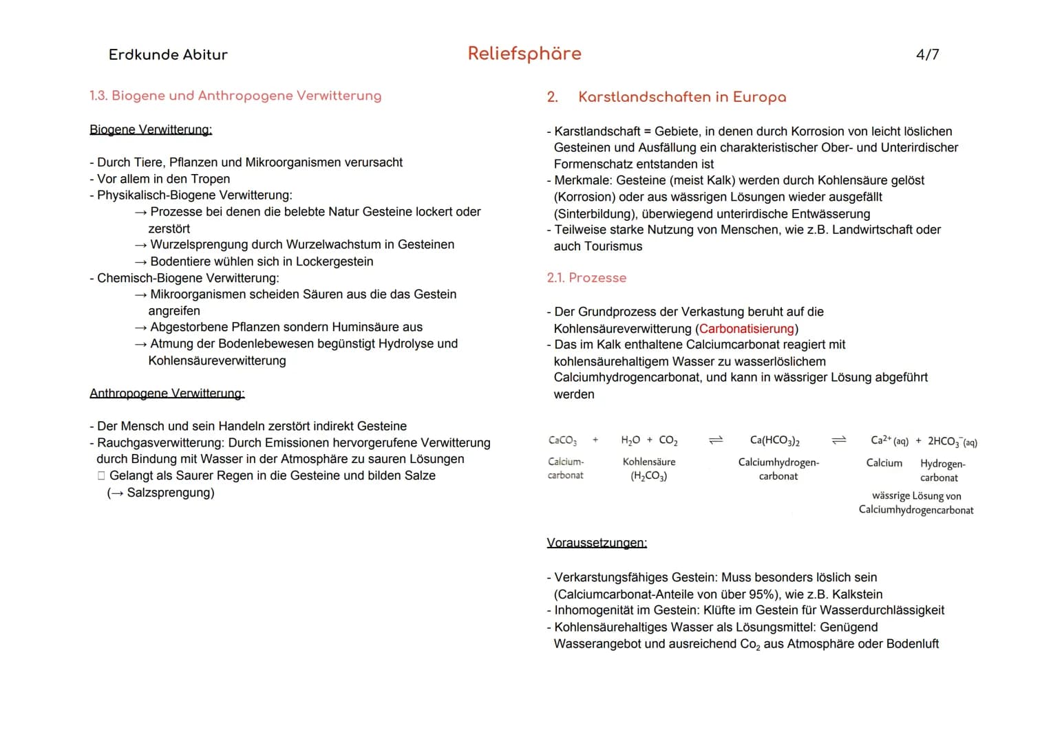Erdkunde Abituraufgaben, Verwitterung und Kräfte für 2025 und 2026 BW