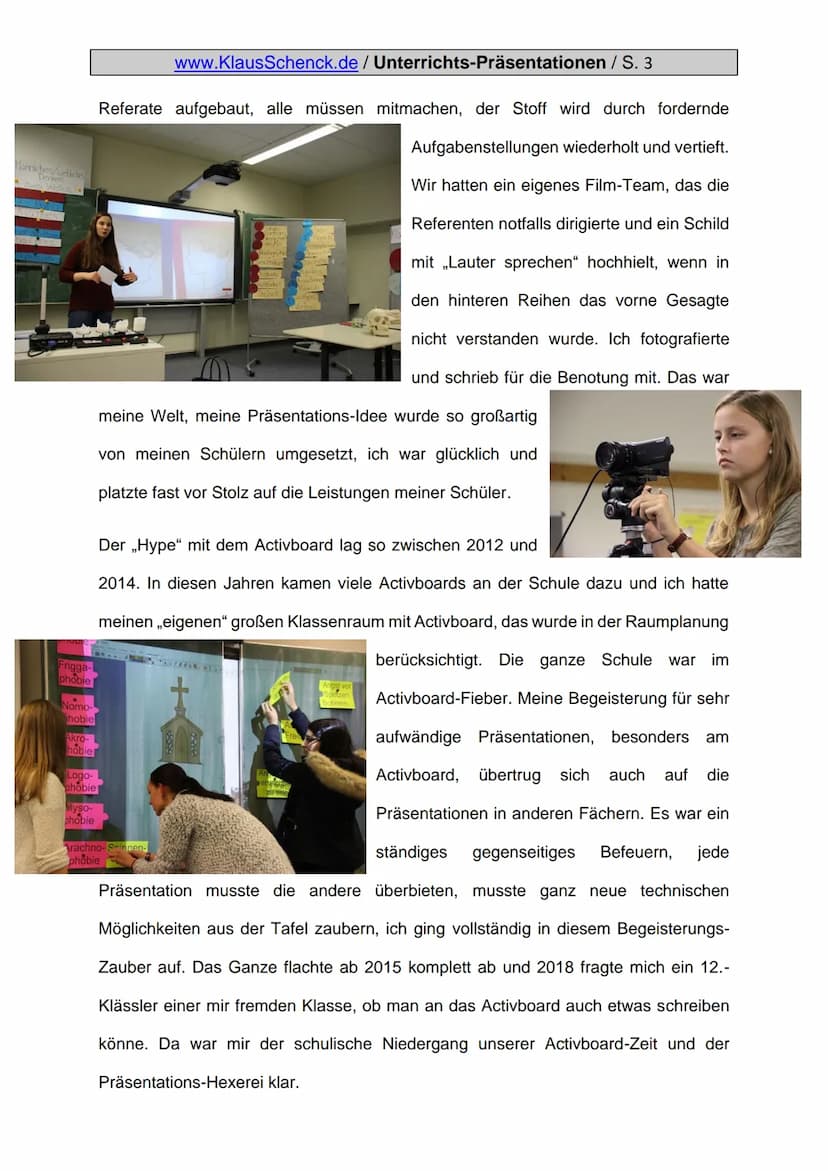 www.KlausSchenck.de / Unterrichts-Präsentationen / S. 1
Präsentationen - Zukunfts-Kompetenzen
Die Geschichte unserer Präsentationen reicht b