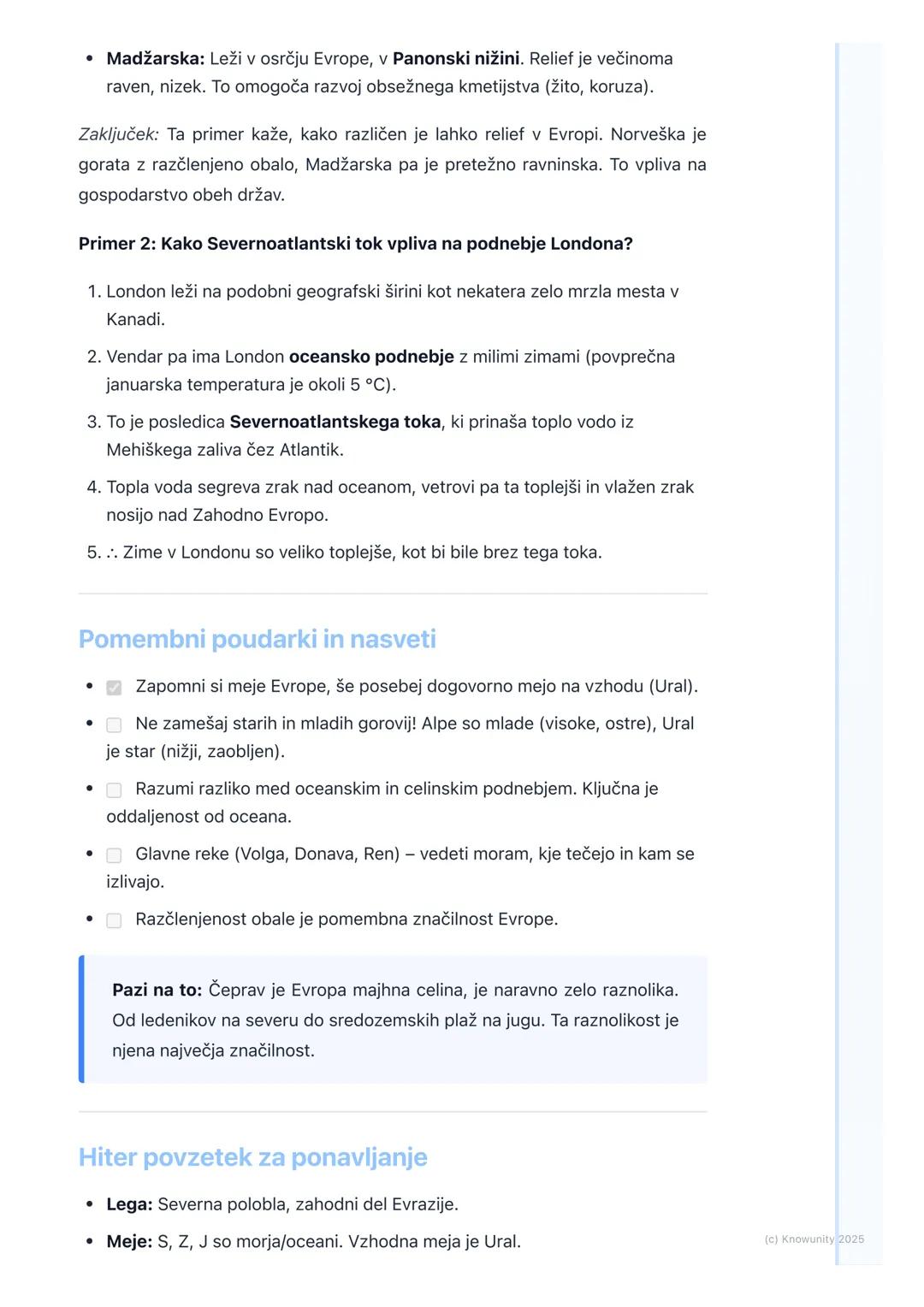 # Lega, velikost in naravne
značilnosti Evrope

Splošne značilnosti Evrope

Evropa je ena od sedmih celin. Je druga najmanjša po površini (m