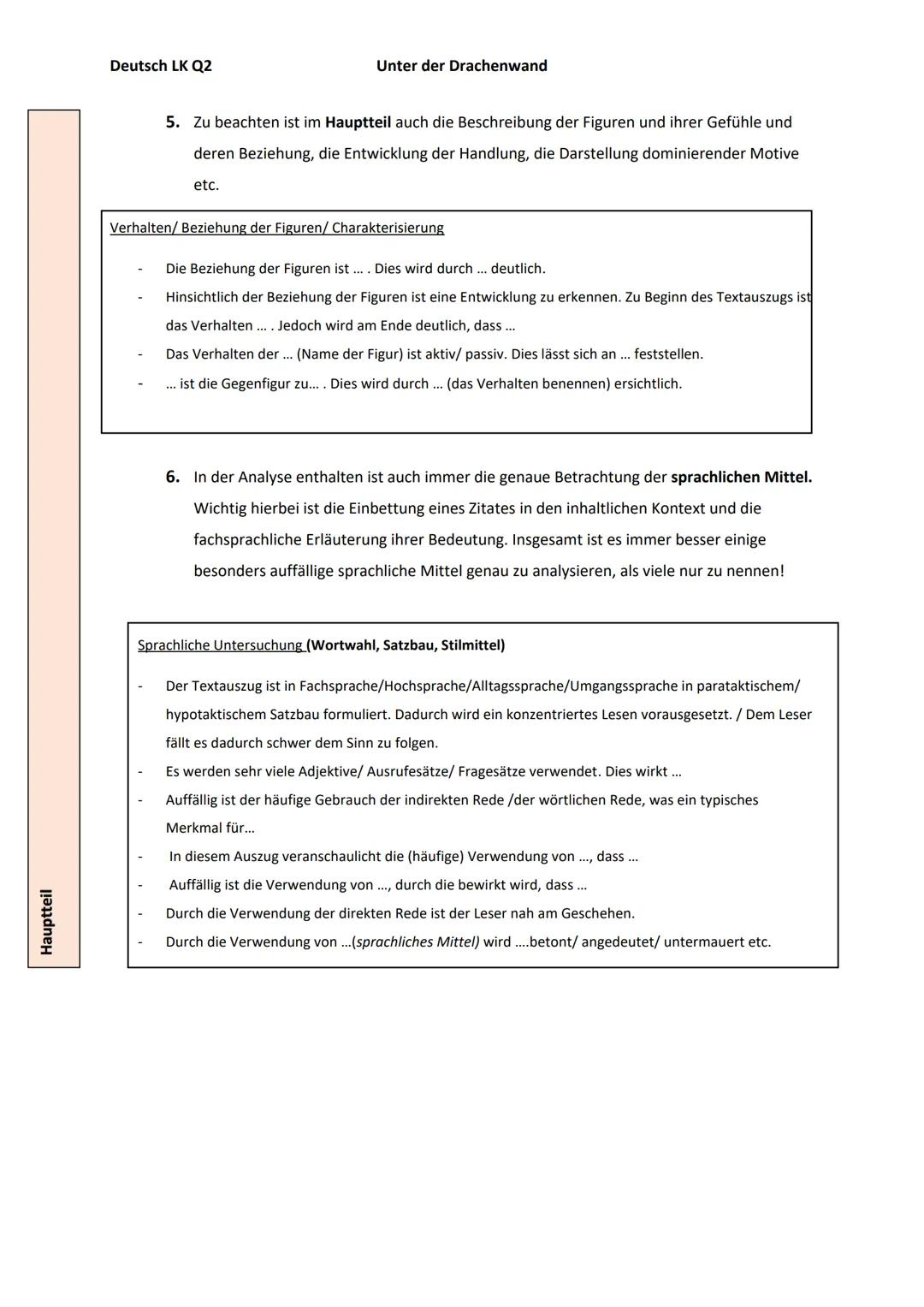 Einleitung
Hauptteil
Deutsch LK Q2
Aufbau der Analyse von epischen Texten sowie Formulierungshilfen
1. Einleitungssatz: Titel, Autor, Textar