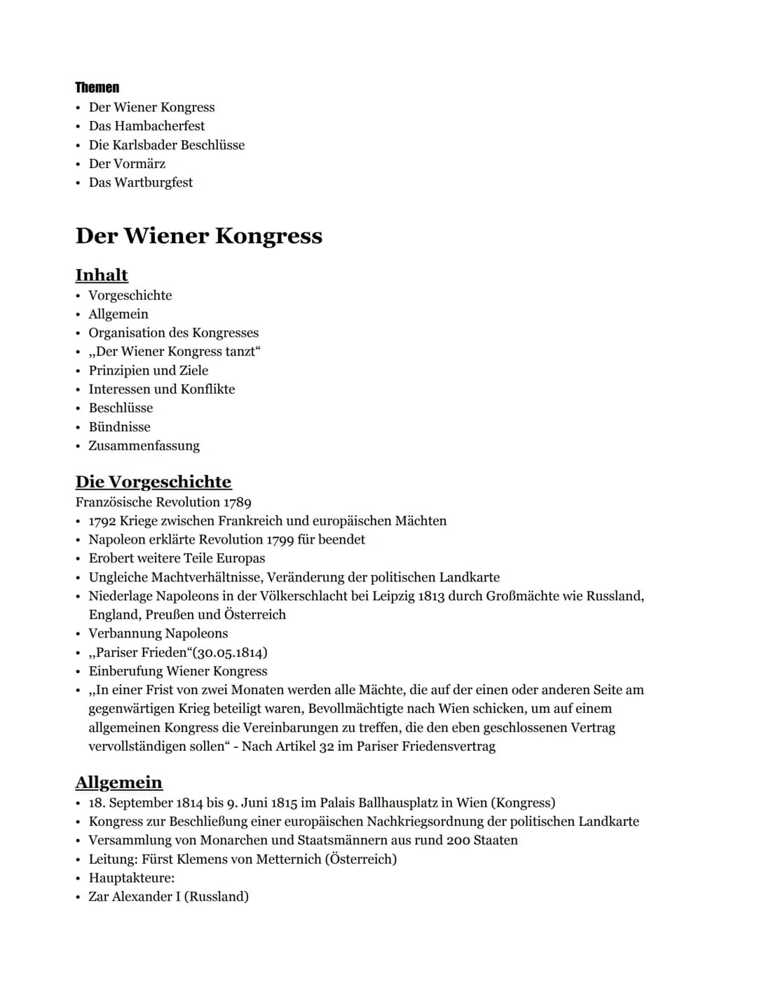 Wiener Kongress Zusammenfassung 1848: Ziele, Teilnehmer und Folgen
