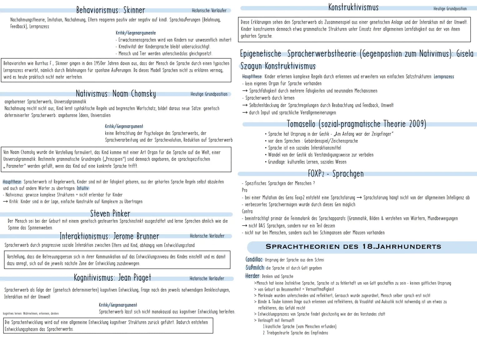 Historische Vorläufer
Behaviorismus: Skinner
Nachahmungstheorie; Imitation, Nachahmung, Eltern reagieren positiv oder negativ auf kindl. Spr