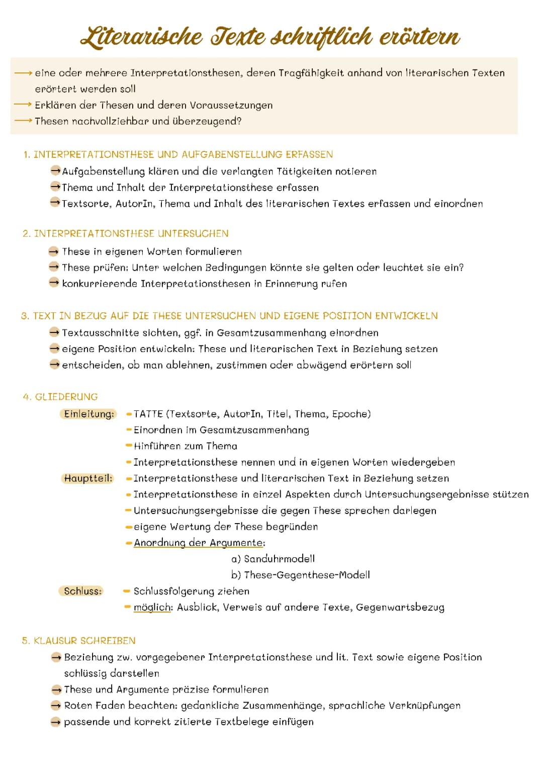 Erörterung literarischer Texte (Vorbereitung Abitur)