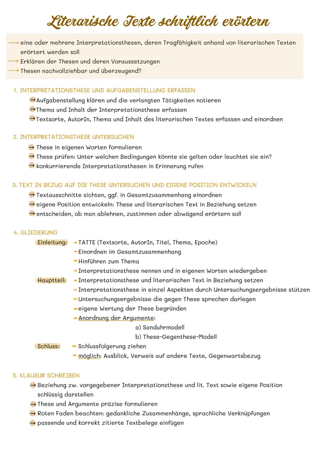 Literarische Texte schriftlich erörtern
eine oder mehrere Interpretationsthesen, deren Tragfähigkeit anhand von literarischen Texten
erörter