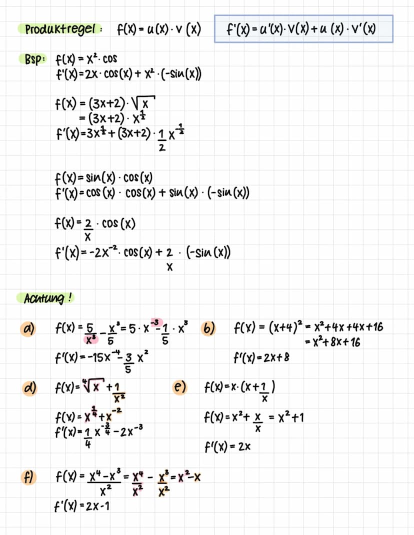 Ableitung und Tangente
m=y-Differrenz
x-Differrenz
m = f(x) = f(a)
x-a
x→a
f'(a): Steigung der
Tangente
f'(a)= lim f(x) - f(a)
X-a
f'(a)= li