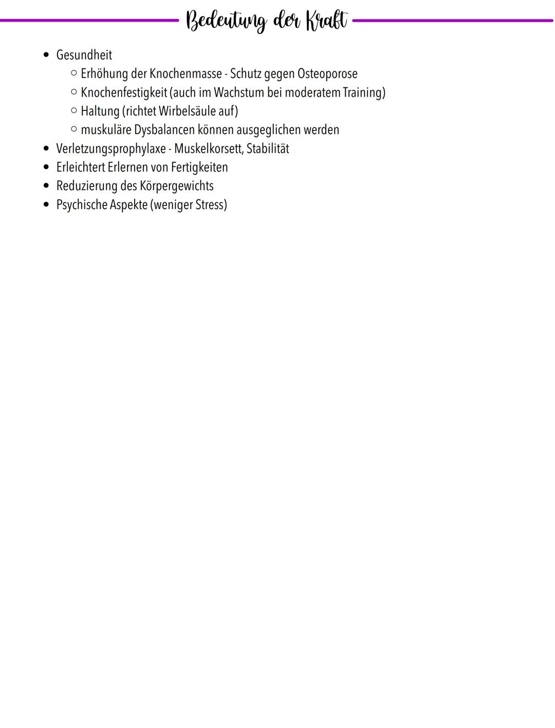 ●
MAXIMALKRAFT
• ist die größtmögliche willkürliche Kraft, die bei maximaler Kontraktion
ausgeübt werden kann
• Basiskraft: beeinflusst die 