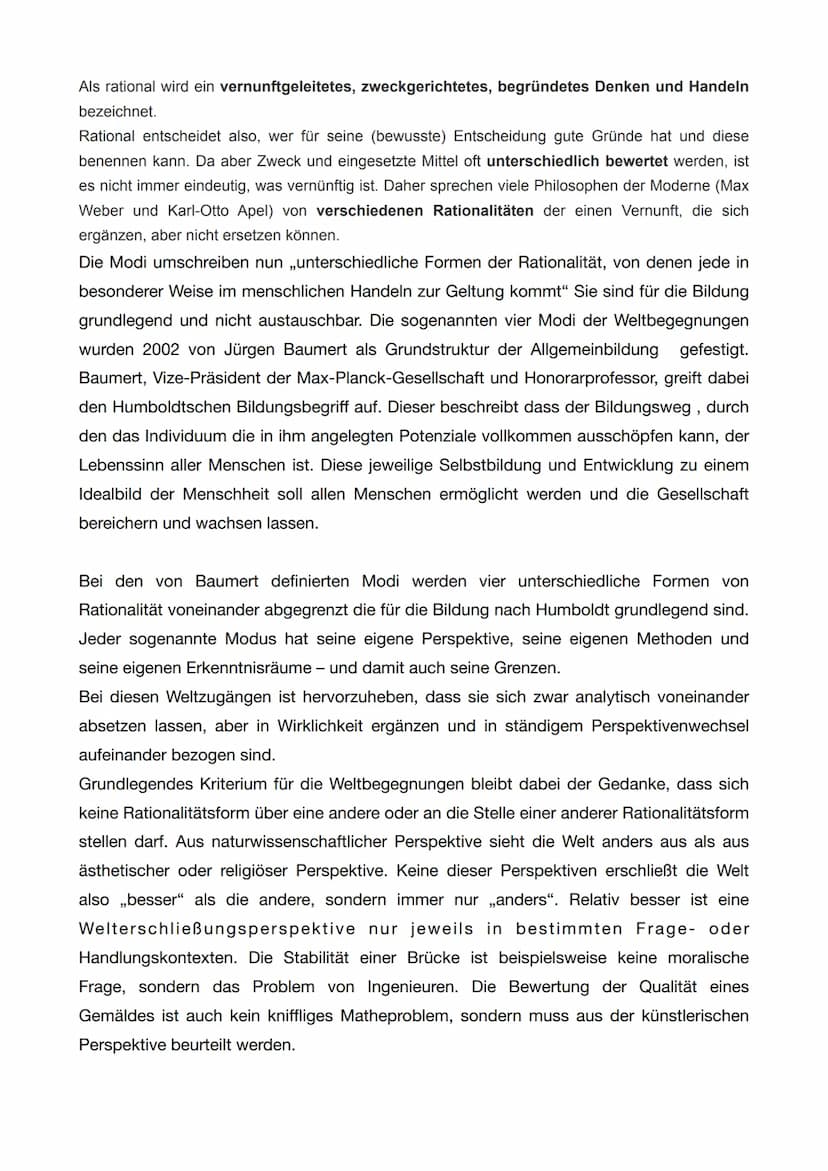 Die vier Modi der
Weltbegegnungen
Bina Bajorat
Die vier Modi
Ziele
nach Jürgen Baumert (2002, PISA-Studie)
• Anlehnung an den Humboldtschen 