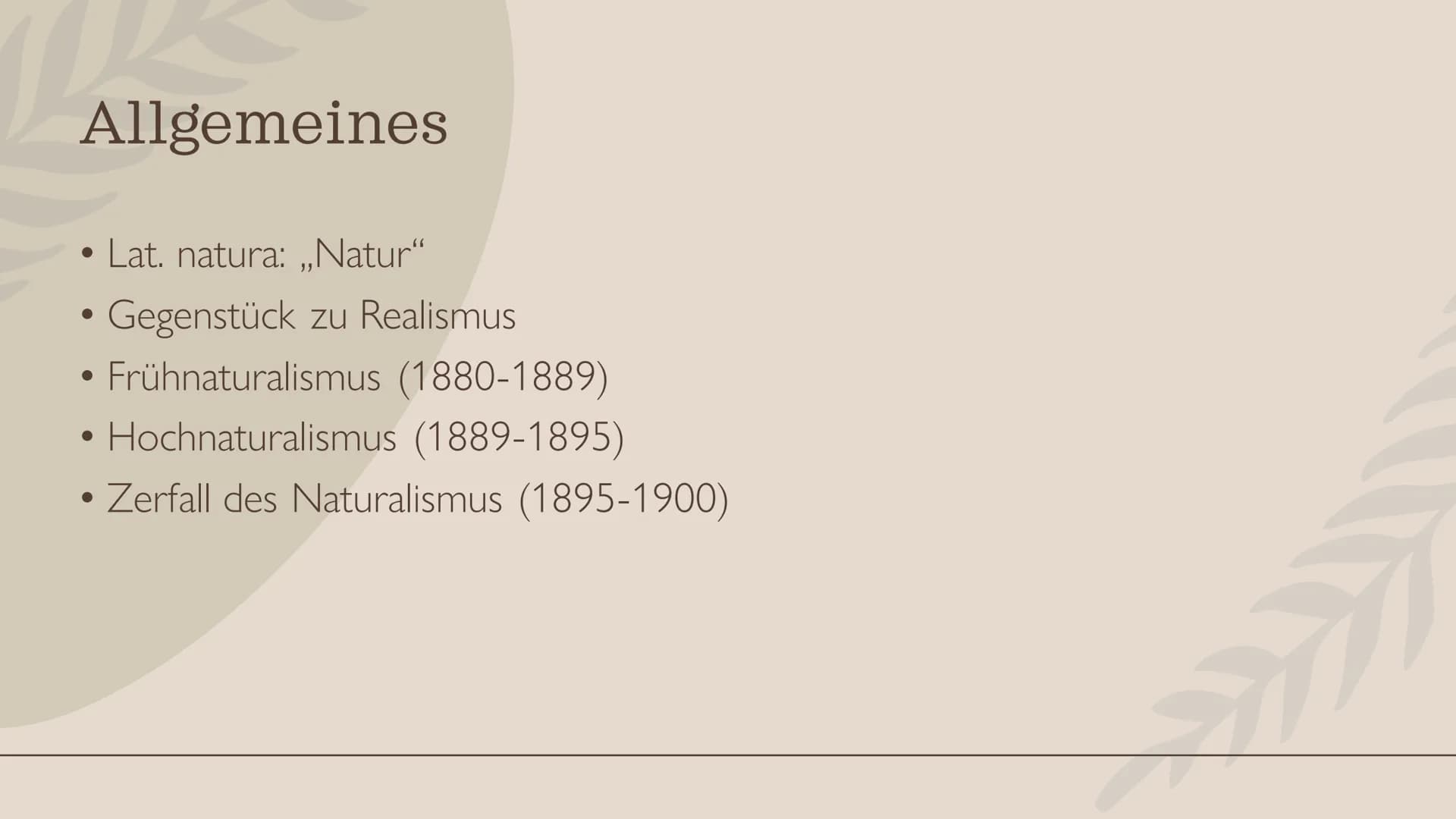 Naturalismus und
Impressionismus GLIEDERUNG
ZEITSTRAHL
NATURALISMUS
IMPRESSIONISMUS
QUELLEN Zeitstrahl
1795-1835
Romantik
1890-1910
Impressi