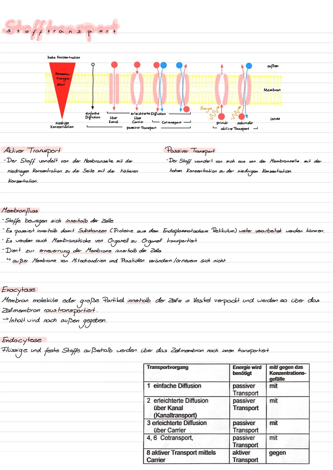 Staff teaspart
hohe Konzentration
دا
Konzentra-
tionsgra
dient
niedrige
Konzentration
Endocytose
Flüssige
einfache
Diffusion über
Kanal
erle