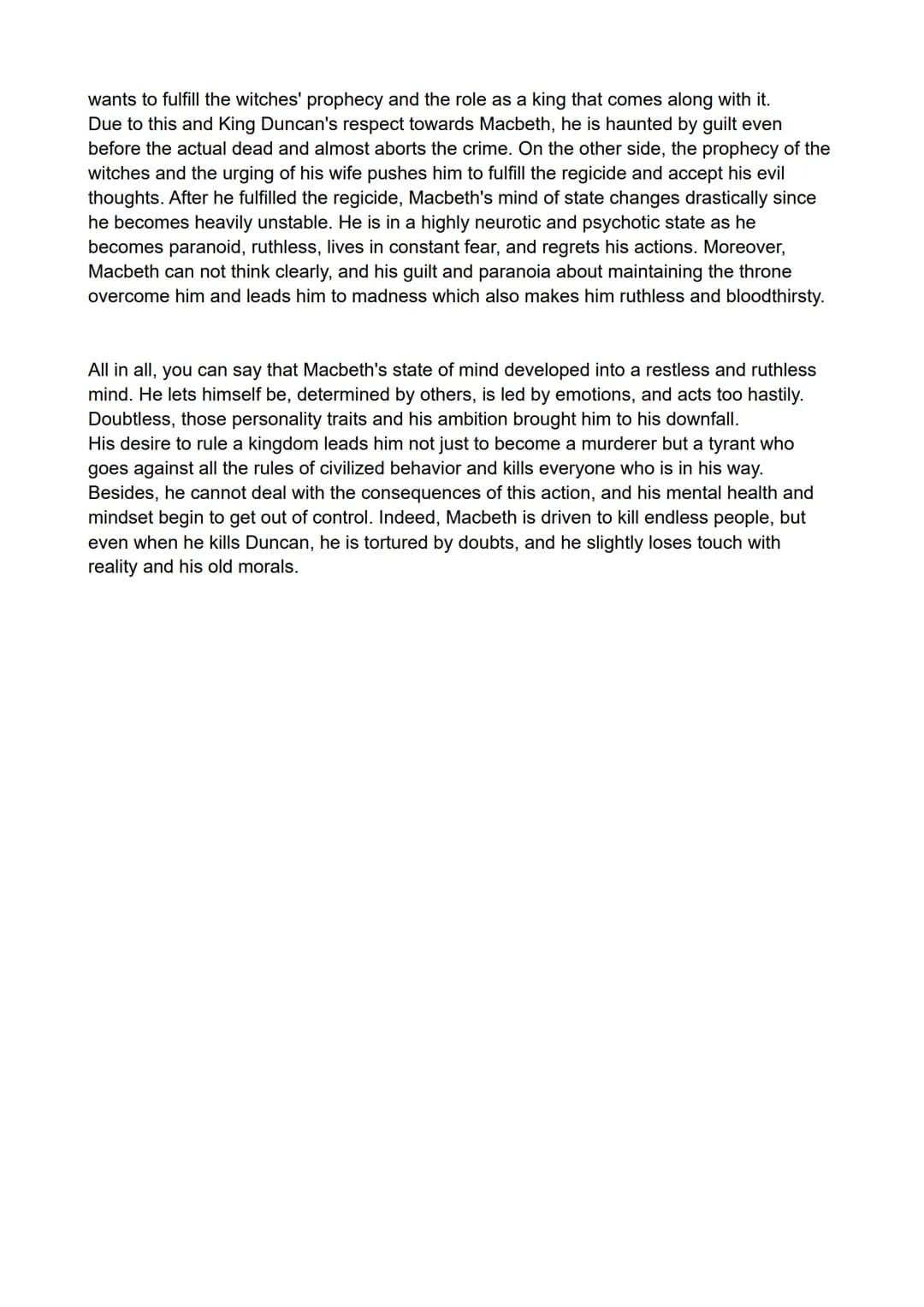 Analyse Macbeth's state of mind expressed in this monologue and compare it to his
later development.
During this soliloquy of Act 2 Scene 1,