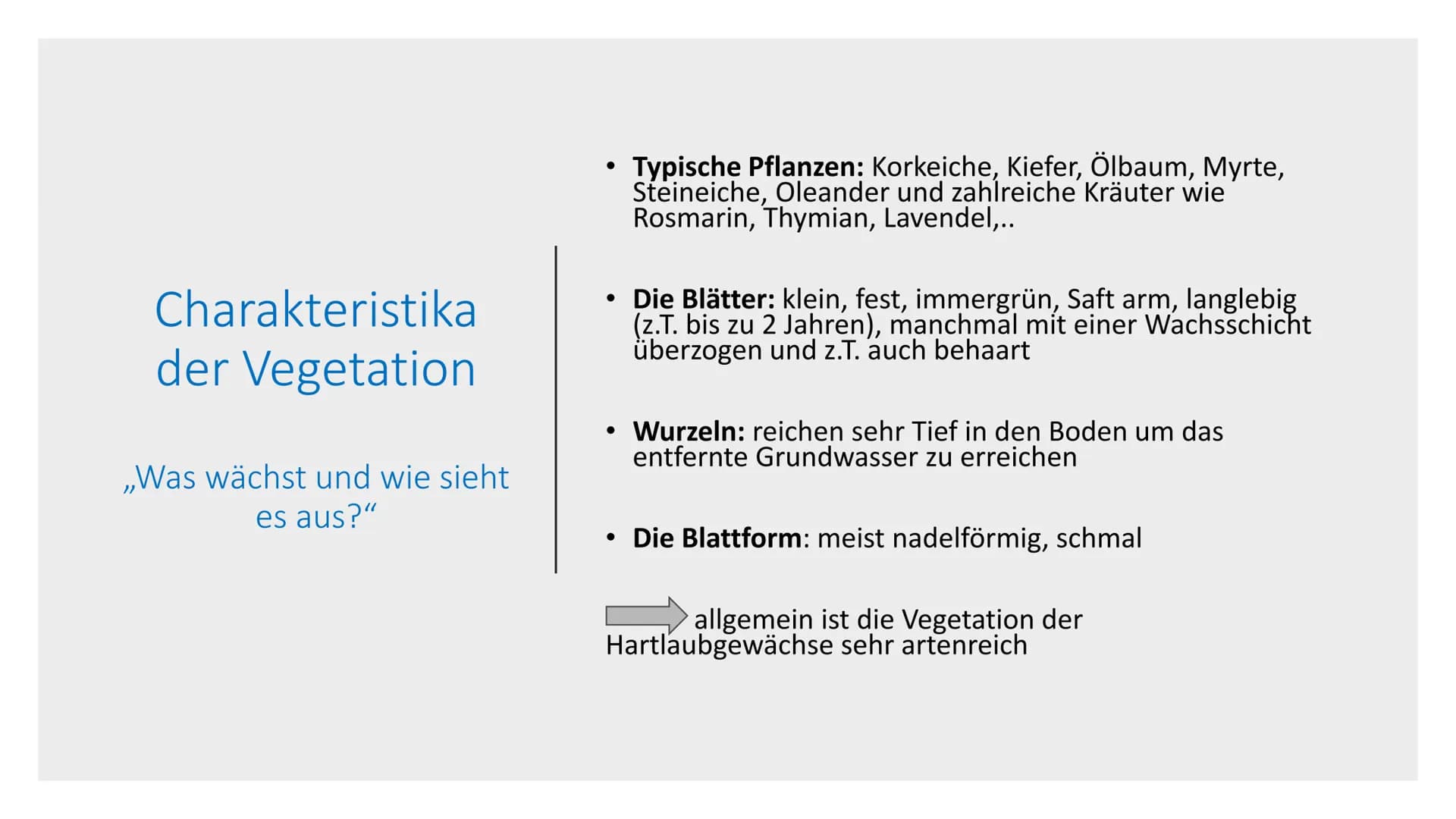 5.Vegetationszone
Hartlaubgehölze Inhaltverzeichnis:
Wichtige Informationen
• Klima in Spanien
●
Wasserverteilung Spaniens
• Gründe der Wass