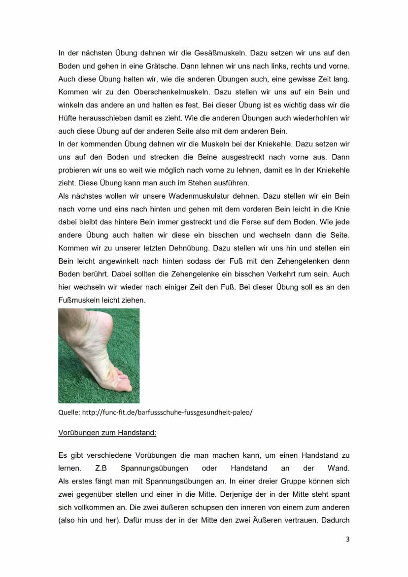 Handstand an der Wand
Quelle: http://www.felstroll.de/?Training__ _Handstand
Ziel:
Gefühl des Überkopf-Seins und der Spannung.
Aufgabe:
(Vor