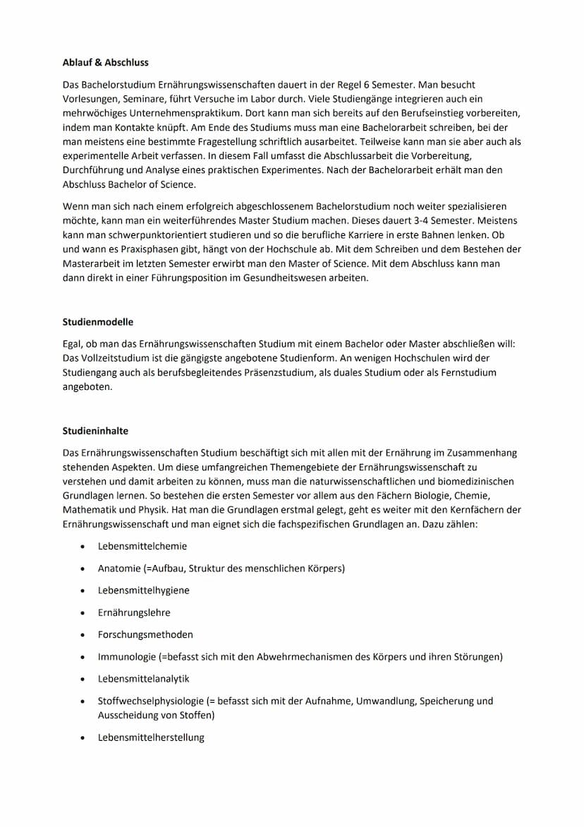 Ernährungswissenschaften Studium:
Einleitung
Durch eine einseitige oder falsche Ernährung können Krankheiten wie Diabetes, Herz-Kreislauf-
E