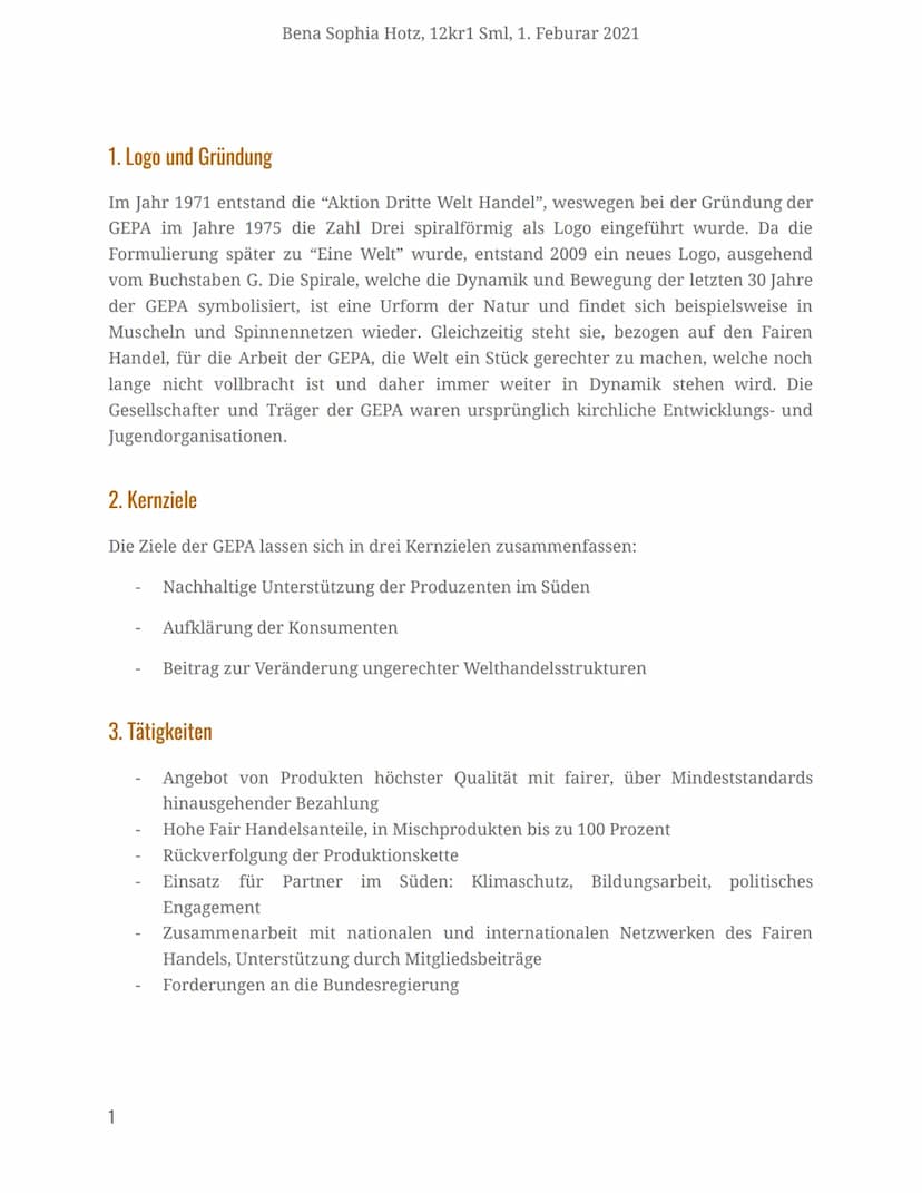 GEPA The Fair Trade Company
Gesellschaft zur Förderung der Partnerschaft mit der Dritten Welt
GEPAⓇ
G
The Fair Trade
Handout
Inhalt
1. Febru
