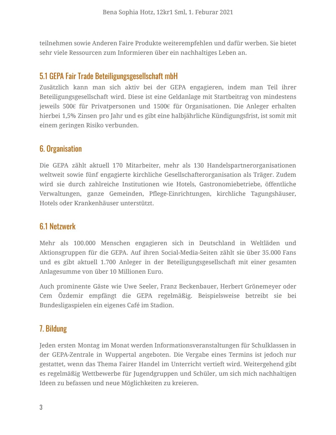 GEPA The Fair Trade Company
Gesellschaft zur Förderung der Partnerschaft mit der Dritten Welt
GEPAⓇ
G
The Fair Trade
Handout
Inhalt
1. Febru