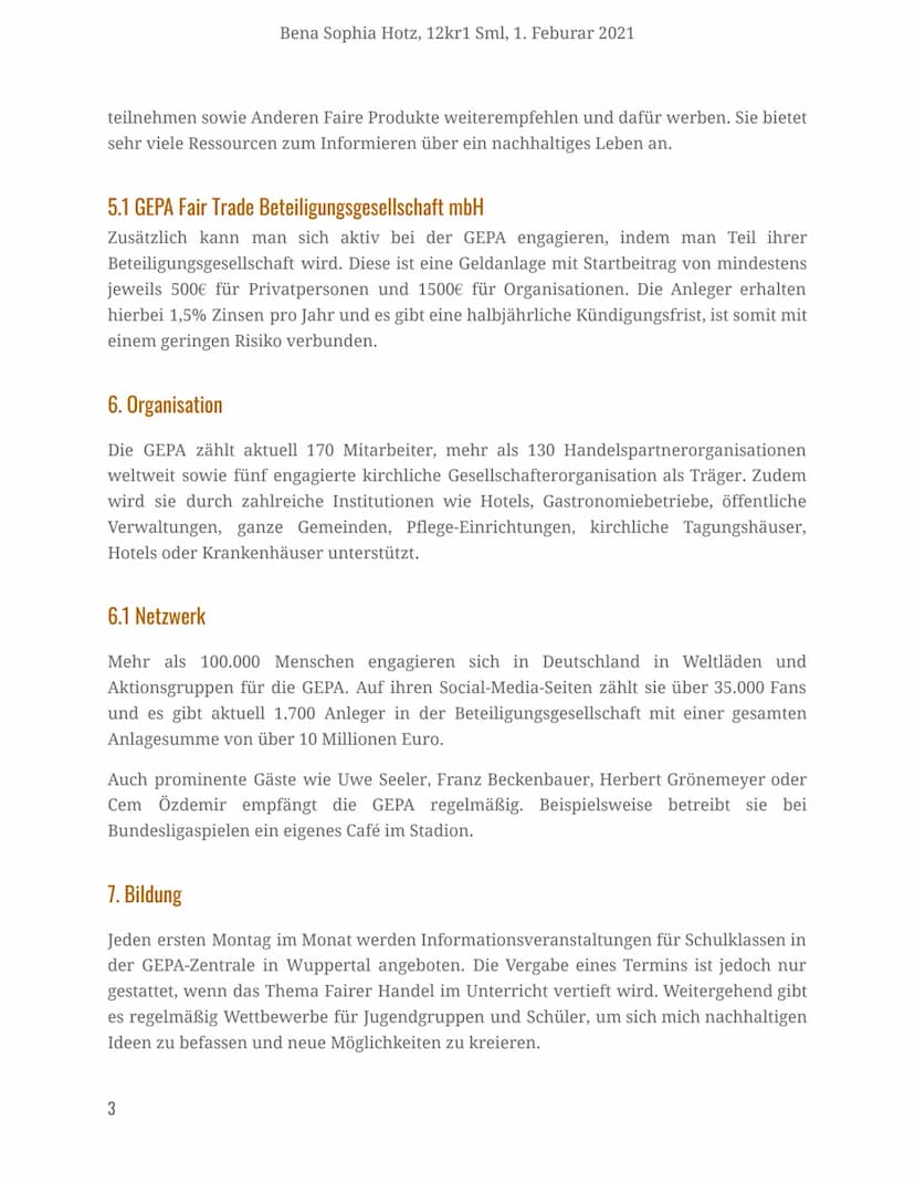 GEPA The Fair Trade Company
Gesellschaft zur Förderung der Partnerschaft mit der Dritten Welt
GEPAⓇ
G
The Fair Trade
Handout
Inhalt
1. Febru