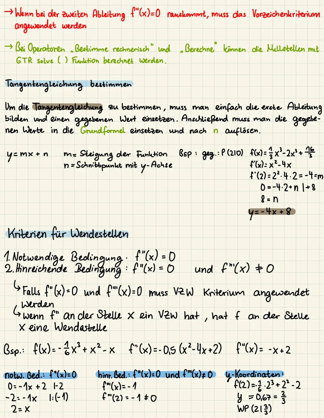 Eigenschaften ganzrationaler Funktion
f(x)= Hochpunkt, Tiefpunkt (Extremstellen)
Graph steigt/ fällt
f'(x) = Nullstelle
Graph oberhalb /unte
