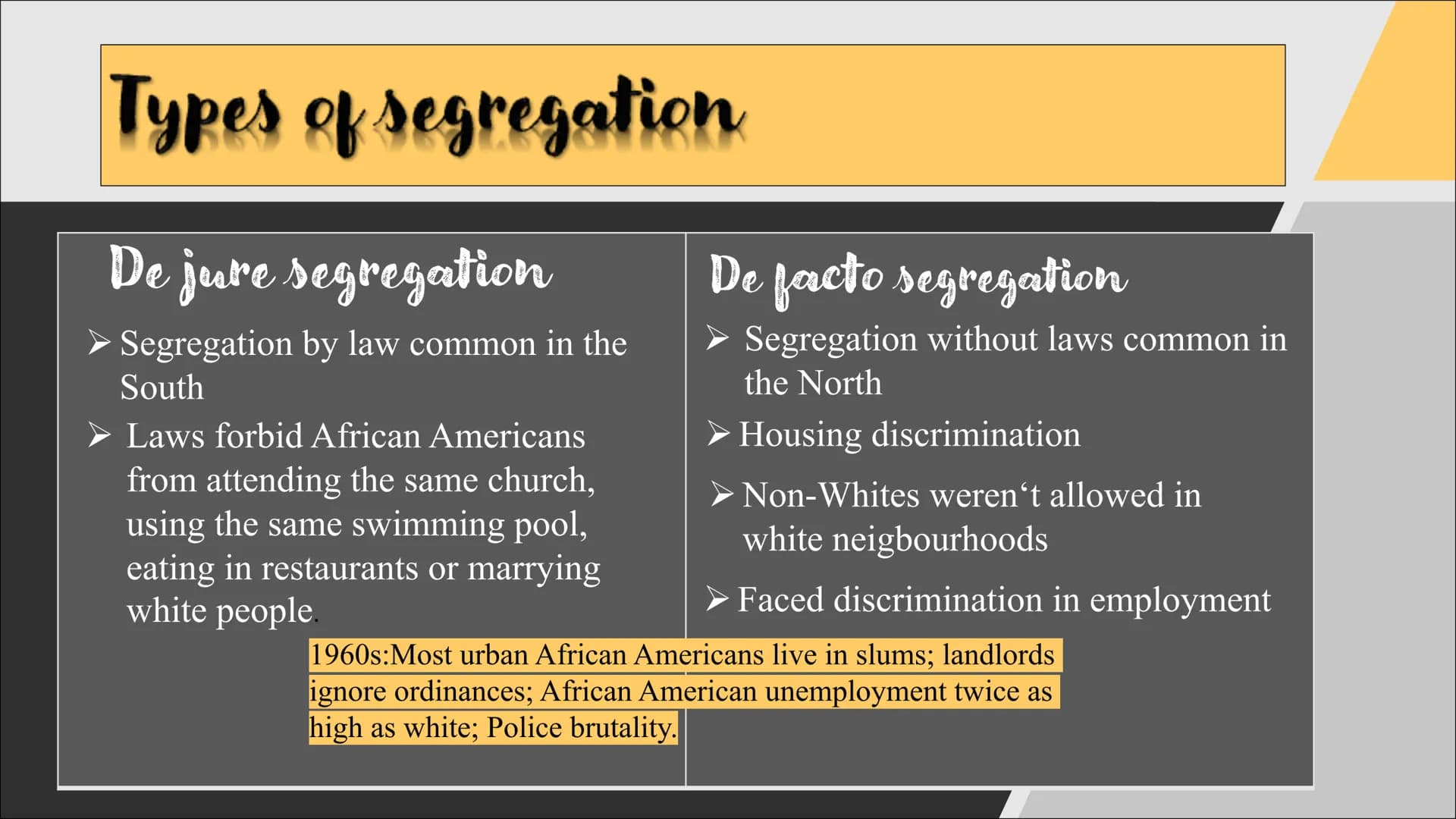 civil rights movement
The struggle for equality
Life before the movement
▶ Abolishment of slavery after the Civil War
▸ Discrimination and r