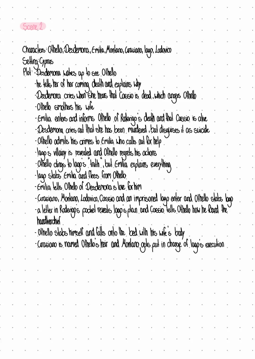 ACT 1
Othello
• Scene 1:
Characters: Roderigo, lago, Brabantio
Setting: Venice, outside Brabantias house
Plot: Roderigo and lago both want r