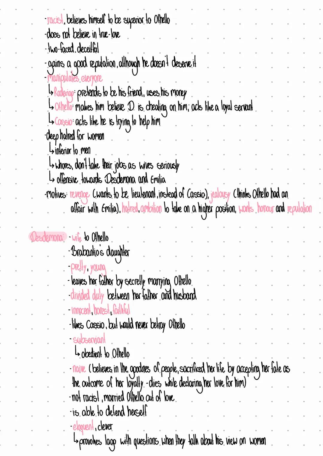 ACT 1
Othello
• Scene 1:
Characters: Roderigo, lago, Brabantio
Setting: Venice, outside Brabantias house
Plot: Roderigo and lago both want r