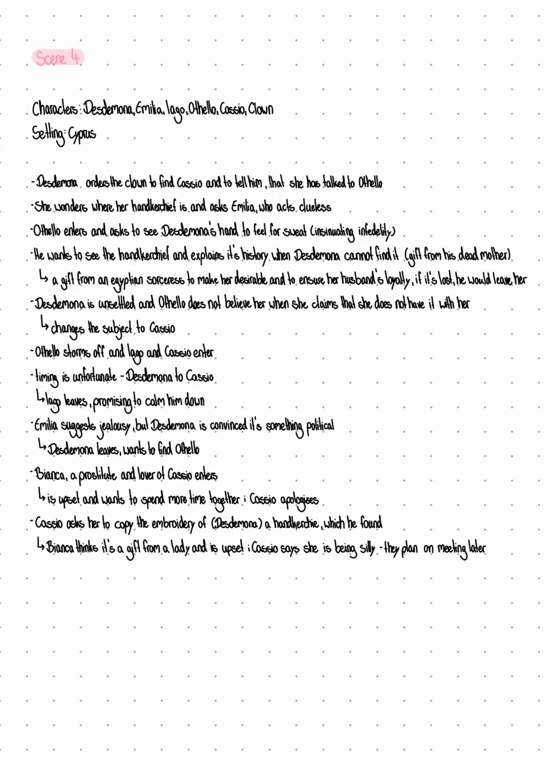 ACT 1
Othello
• Scene 1:
Characters: Roderigo, lago, Brabantio
Setting: Venice, outside Brabantias house
Plot: Roderigo and lago both want r