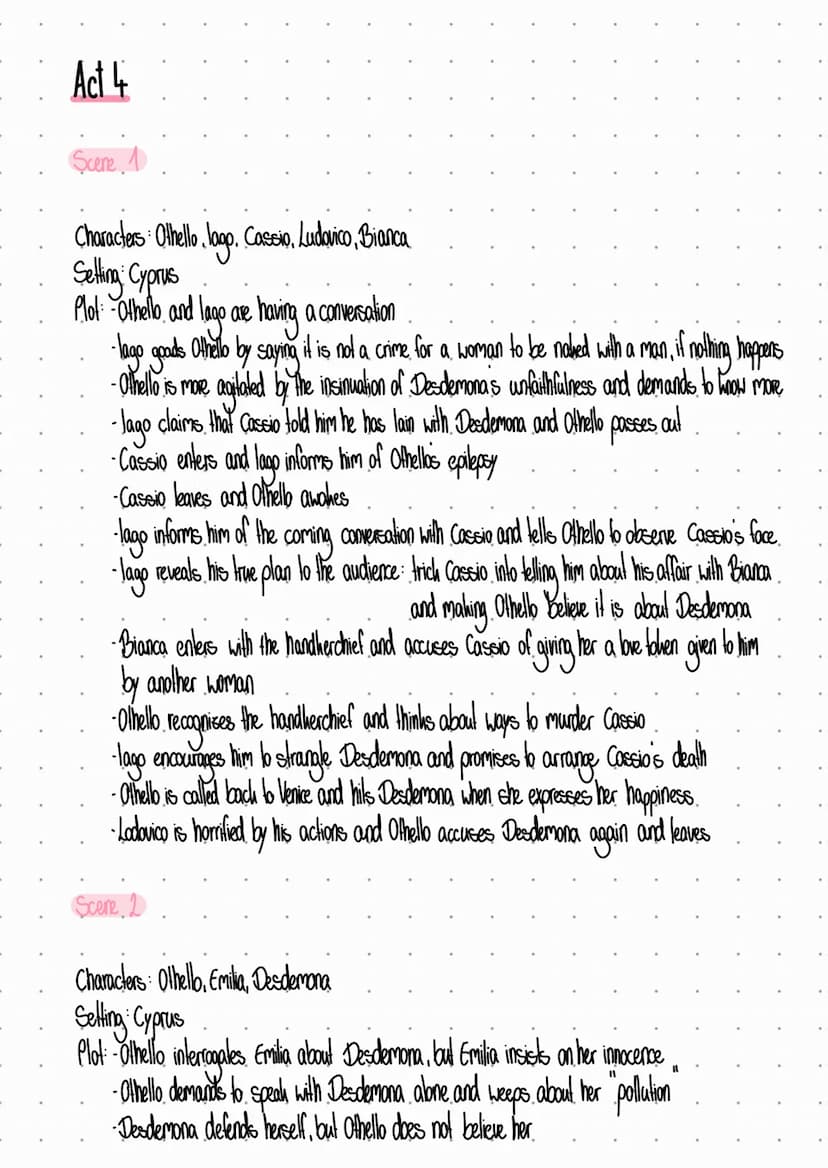 ACT 1
Othello
• Scene 1:
Characters: Roderigo, lago, Brabantio
Setting: Venice, outside Brabantias house
Plot: Roderigo and lago both want r