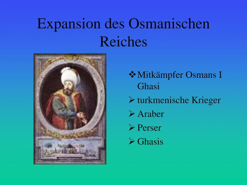 Das Osmanische Reich
Von Nico ●
Allgemeines:
das Reich erstreckte sich
über 3 Kontinente
Mittelpunkt des Reiches
war die heutige Türkei
gegr